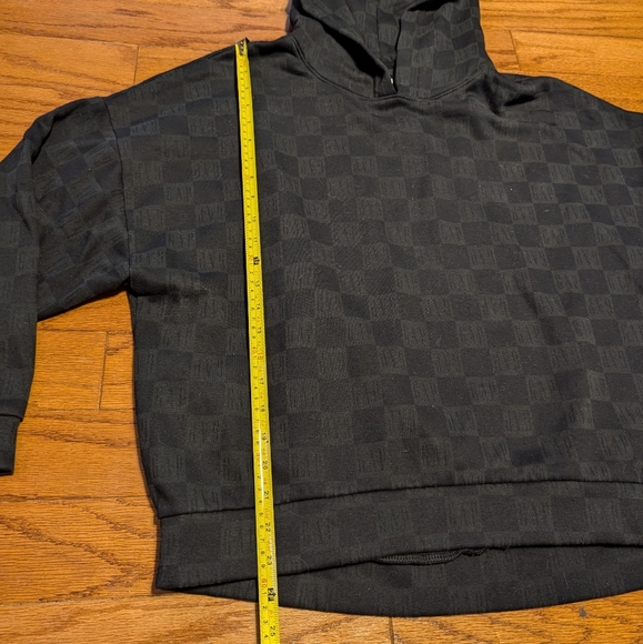 Black GAP hoodie - large - slightly cropped soft hooded sweatshirt - Checkered - Picture 10 of 10